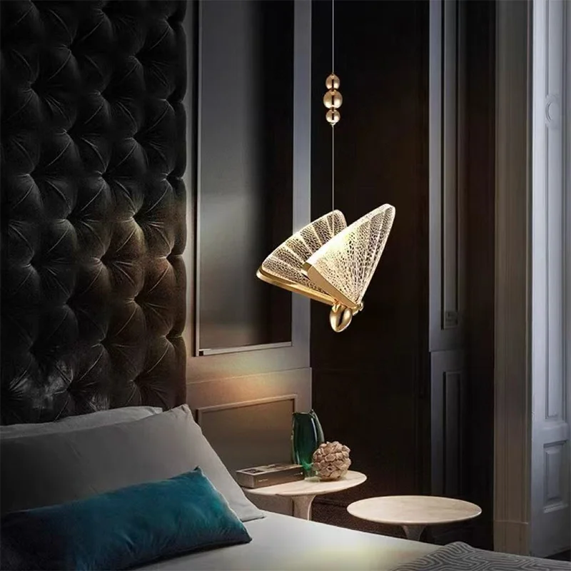Nordic Acrylic Butterfly Led Pendant Lights Bar Suspend Lamp Bedroom Gold Hanging Lamp Modern Led Luminarias Indoor Lighting