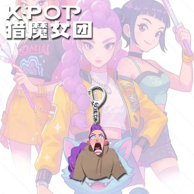 KPop Demon Hunters Cartoon Anime Rumi Mira Zoey sleutelhanger voor mannen en vrouwen, modieuze gepersonaliseerde veelzijdige trendy sleutelhanger
