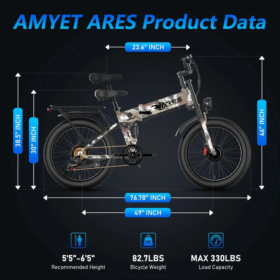Electric Bike Adult 2000W 52V/25AH Dual Suspension Mountain 24" Ebike e Bicycle image 4