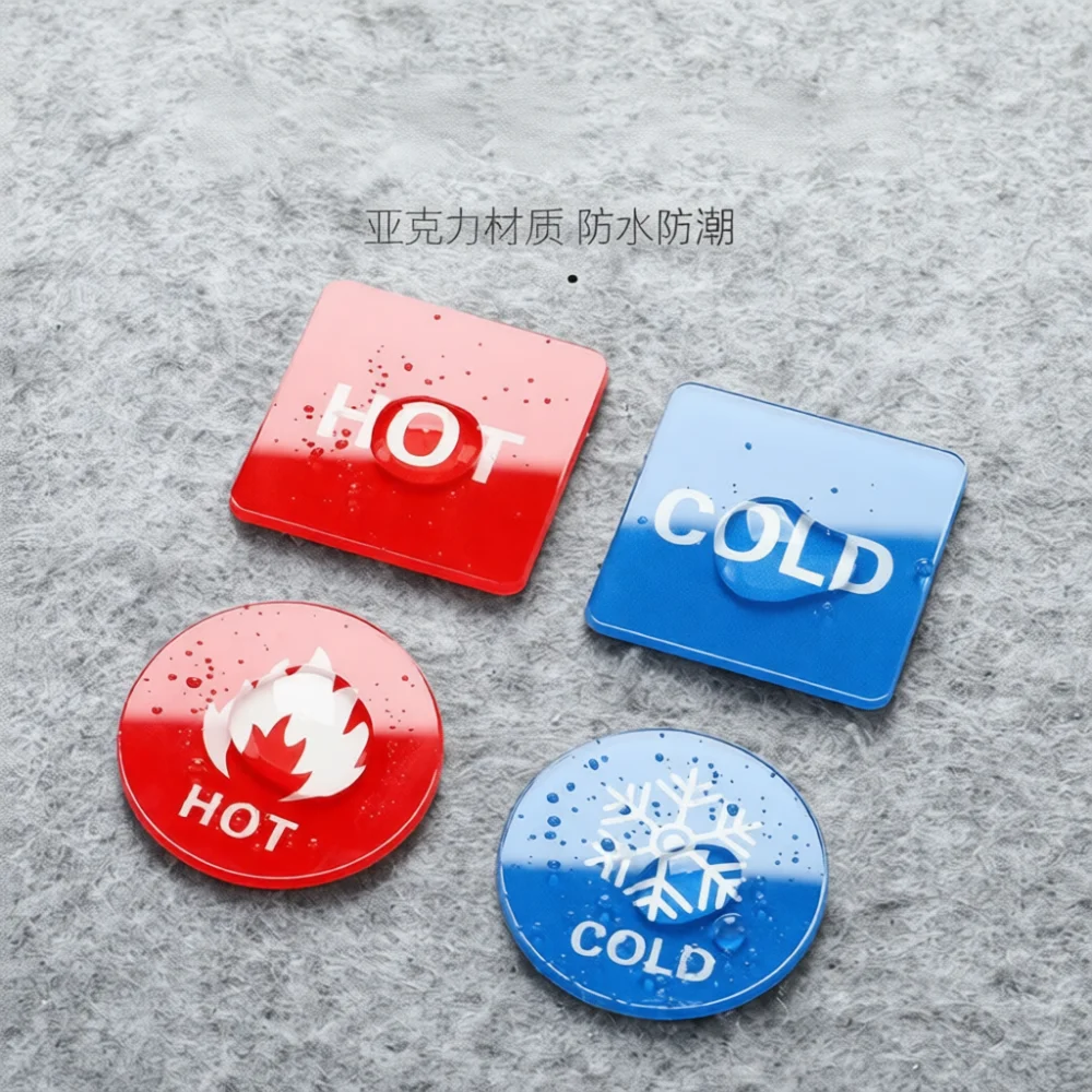 Professional Hot Cold Water Sign Acrylic Label For Water Heater Pipe System Durable Oil Proof Maintenance Tool
