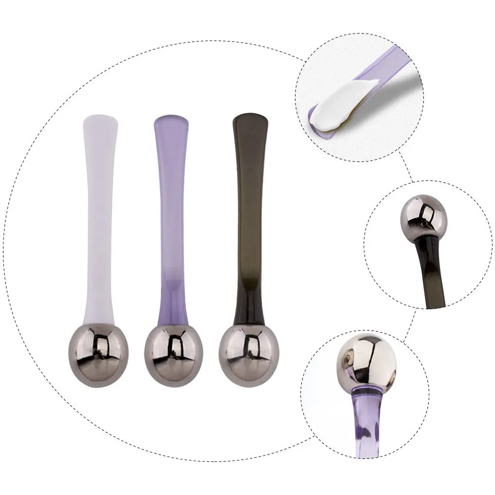 3 ชิ้น ไม้กดจุดนวดหน้า ช้อนครีม อุปกรณ์ดูแลผิวหน้าแบบพกพา บรรเทาอาการล้าของดวงตา ลดรอยคล้ำใต้ตา ดีไซน์กะทัดรัด เครื่องนวดรอบดวงตา