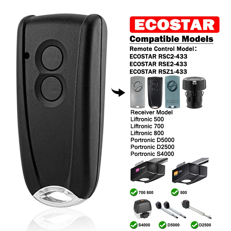 Newest ECOSTAR RSC2 RSE2 RSZ1 433 MHz Garage Electric Gate Remote Control For ECOSTAR Liftronic 500 700 800 Gate Opener Command