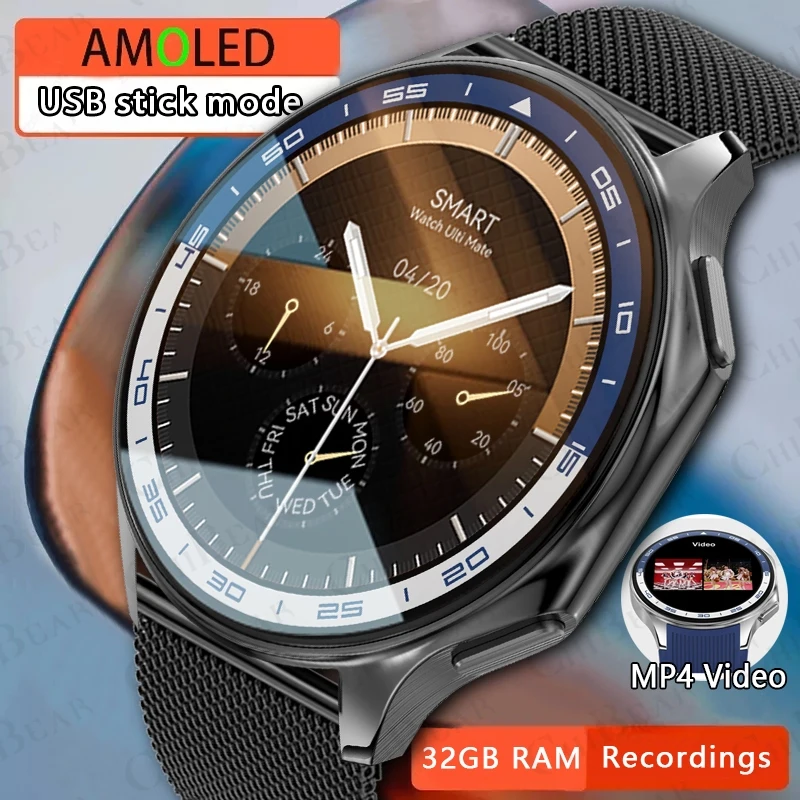 

OPPO Watch X Smartwatch для мужчин AMOLED HD экран 32 ГБ большой памяти MP3+MP4 воспроизведения USB режим Smartwatch для Huawei