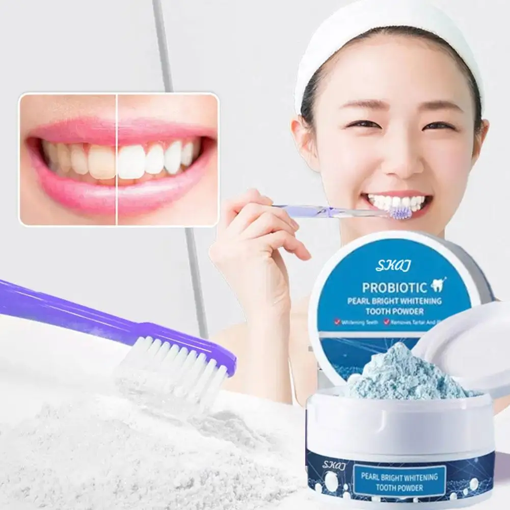 Pérola Branqueamento Dente Pó, refresca a respiração, remove a limpeza dos dentes, manchas, amarelo, Oral Care, Saúde, S5B3, 50g