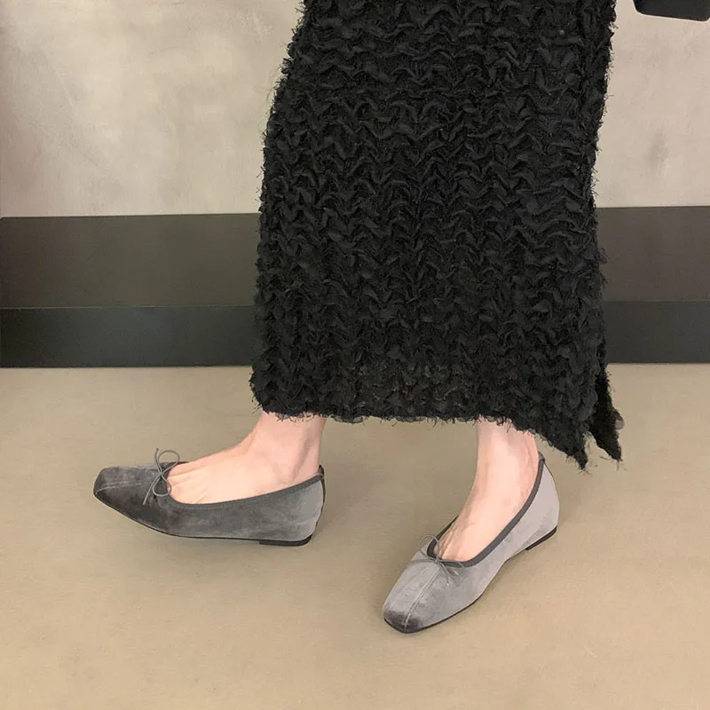 Modische Damen-Seidenballerinas mit Erhöhter Sohle, Schmetterlingsknoten, Flache Ballerinas für Damen, Frühling/Herbst Neuheit – Detail 4