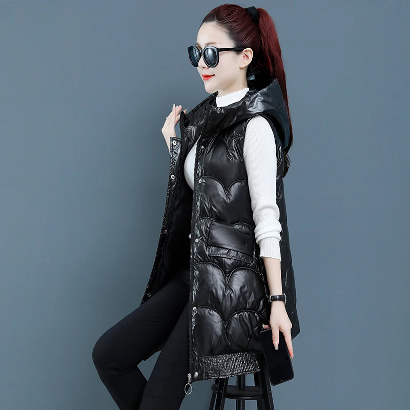 

Новая женская стеганая хлопковая жилетка 2025 года с прочной молнией, не требующая стирки, удлиненная, модная, в корейском стиле