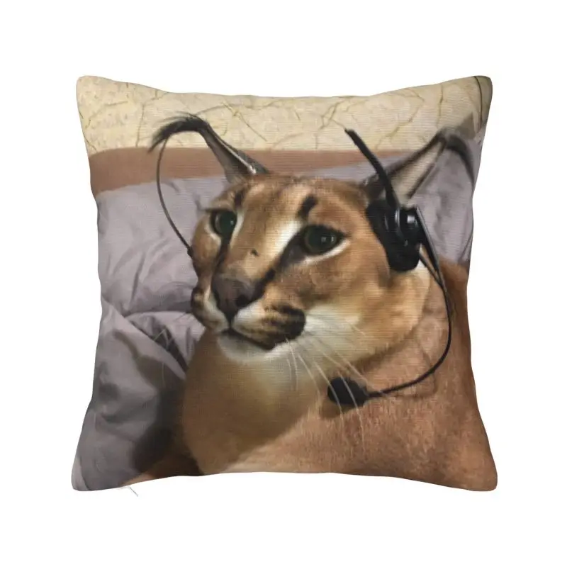 Luxury Big Floppa Cushion Cover 45x45cm Polyester Funny Caracal Cat Pillow for Sofa Square Pillowcase Living Room Decoration