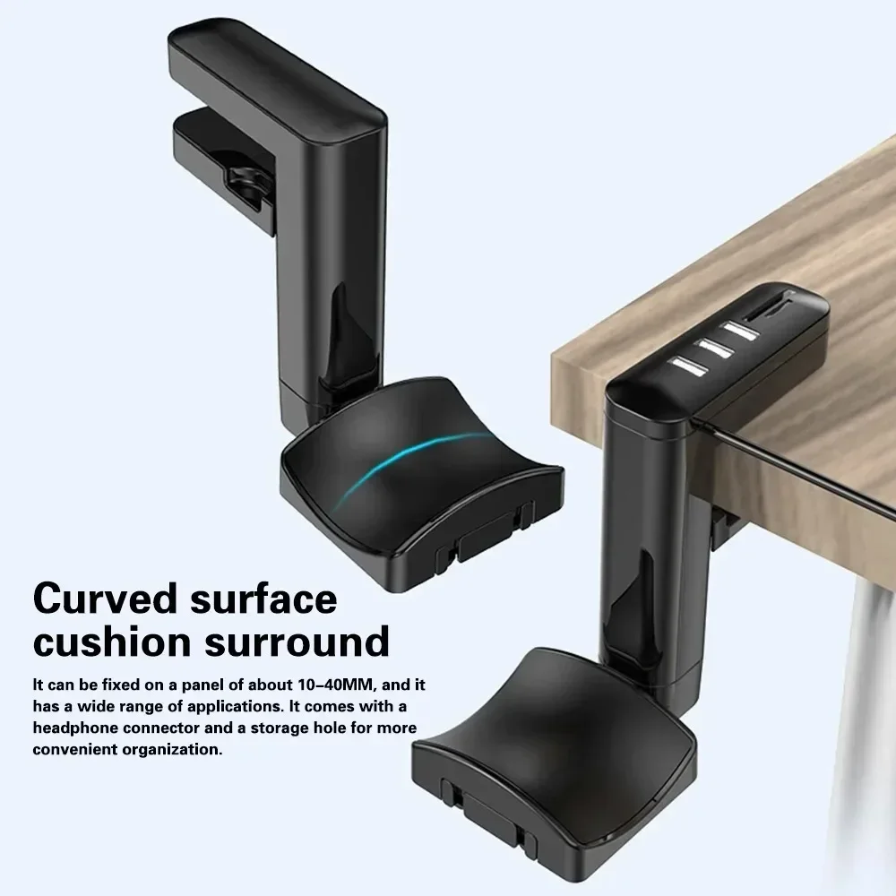 

Headphone Stand Universal PC Gaming Swivel Headset Holder with USB Ports Under Desk Headphones Hook Hanger Earphones Bracket