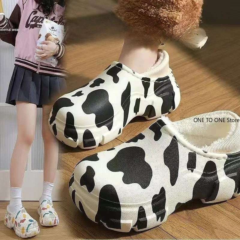 

Wholesale Women's Fuzzy Clogs Slippers Garden Shoes Soft Sole Waterproof EVA Plush Slippers Men Fur Clogs Couple House Shoes