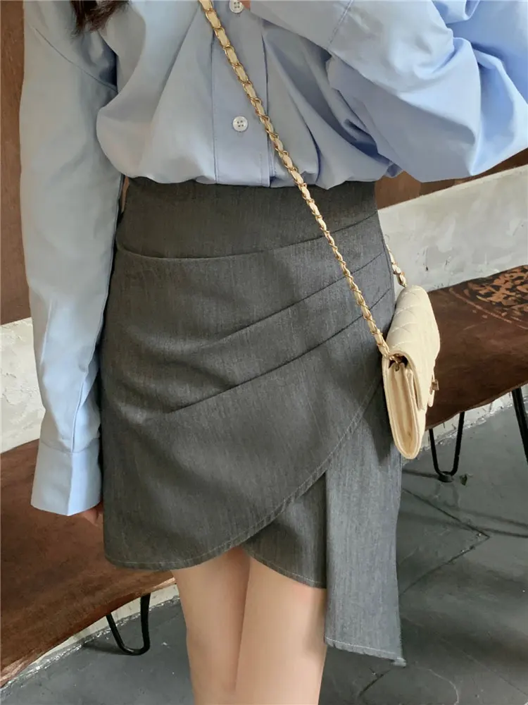 Korean Sle Loose Long Sve Chain irt Unique Chic oulder Bared Women's Top Commute Faion Button Detail Polyester Fiber