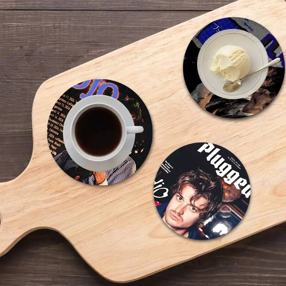 ROCK Joe K-Keery SINGER Wood Coaster Set - Heat Resistant for Tea & Coffee, Home Cafe Decor Holiday Gift