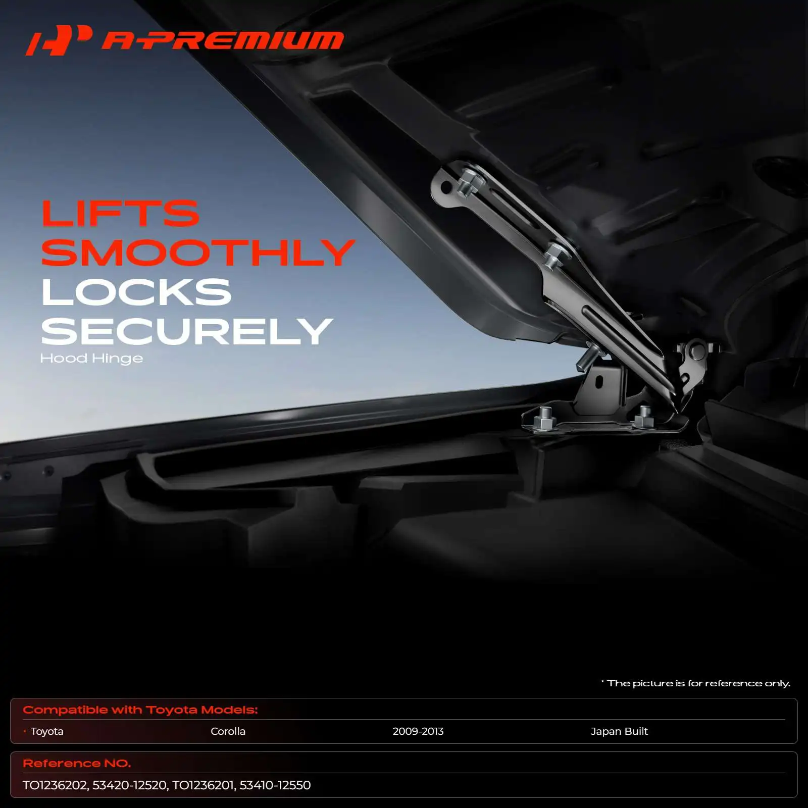 A-Premium Pair Front Driver & Passenger Side Hood Hinge for Toyota Corolla 2009-2013