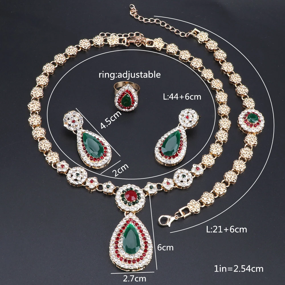 Exquisite Dubai Jewelry Set Luxury Gold Color Nigerian Wedding African Beads Jewelry Set Costume Water Drop Design Jewelry Set