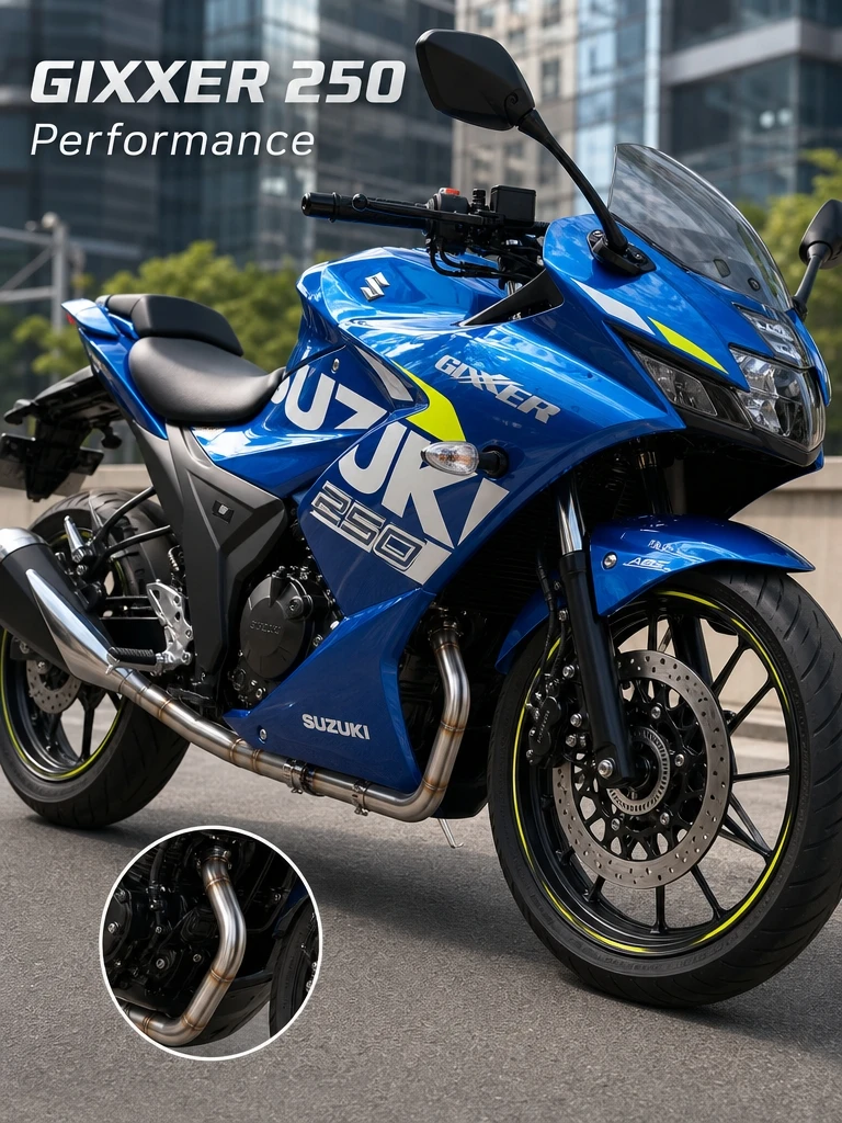Motorcycle Modified Exhaust Header Tube For SUZUKI GIXXER250 Polished & Burnt Blue Two Color Options