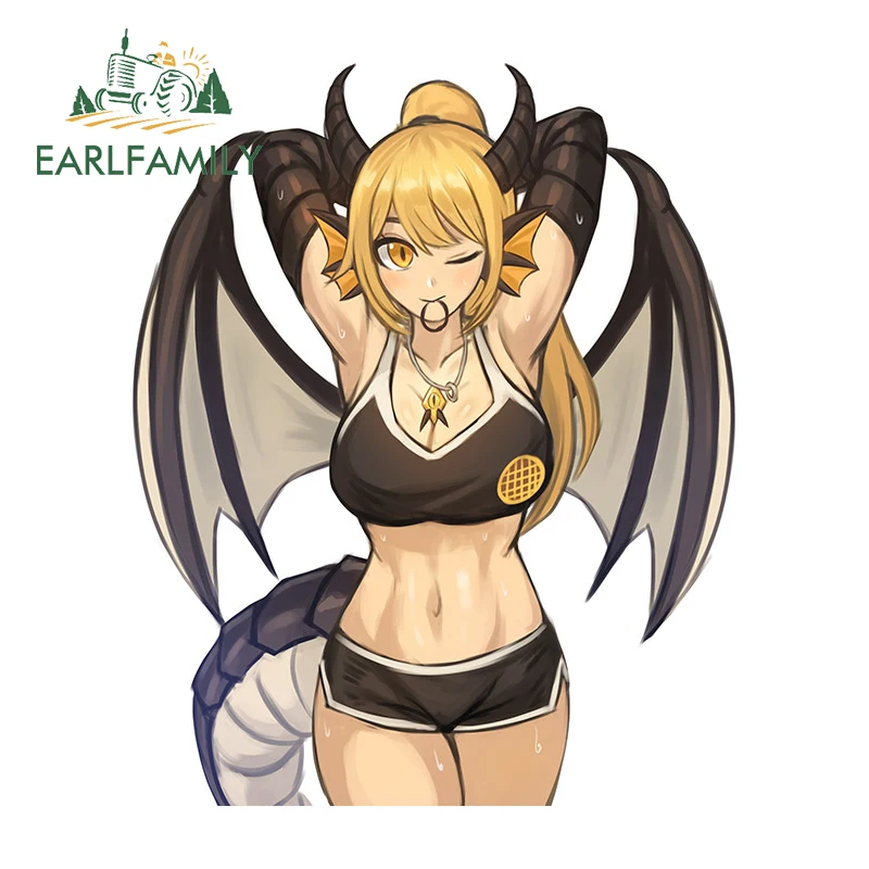 EARLFAMILY 13cm x 10.9cm for Dragon Monster Girl Sexy Car Sticker Air Conditioner Decal Car Accessories Creative Bumper Graphics