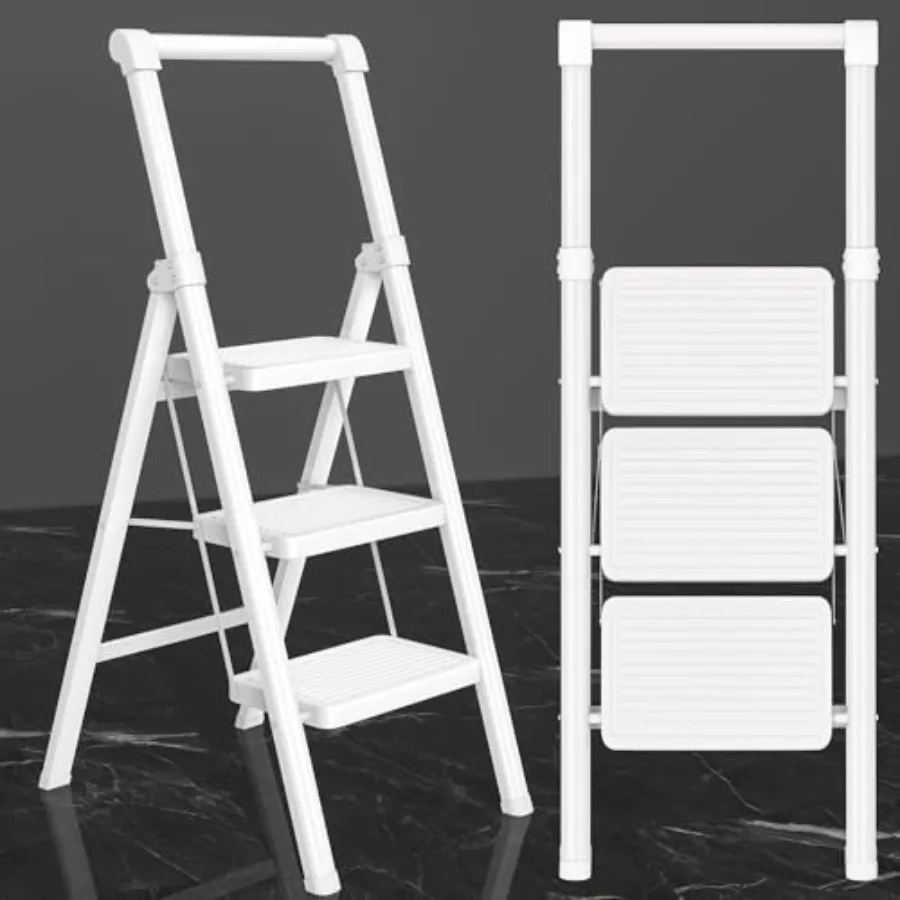 

【Spot goods】3 Step Ladder with Handle Foldable Step Stool for Adults - Extra Wide Non-Slip Pedal Sturdy Reinforced Construction
