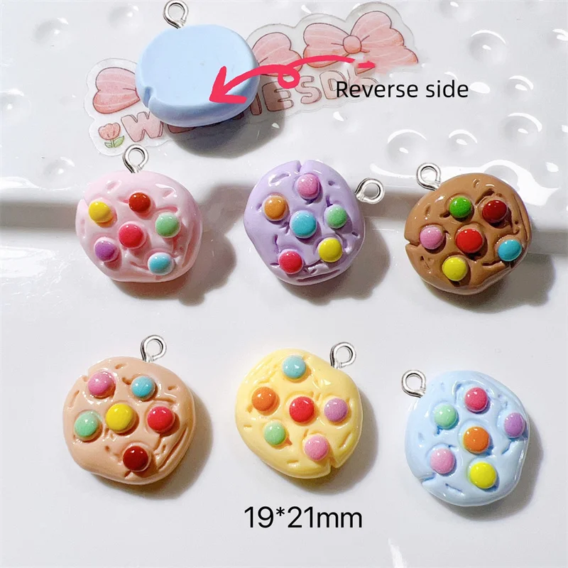 10Pcs Cartoon Color Candy Bean Biscuit Resin Charms Kid Simulation Food Toy Craft Supplies DIY Keychain Jewelry Decorate Pendant