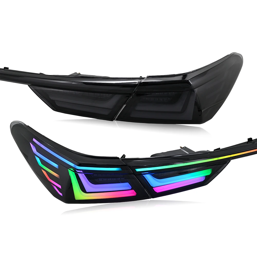 DK MOTION Rgb Style Full LED Tail Lights Back Rear Lamp 2018 -2023 8th Gen Spoiler Lamp for camry Sedan Car Accessories