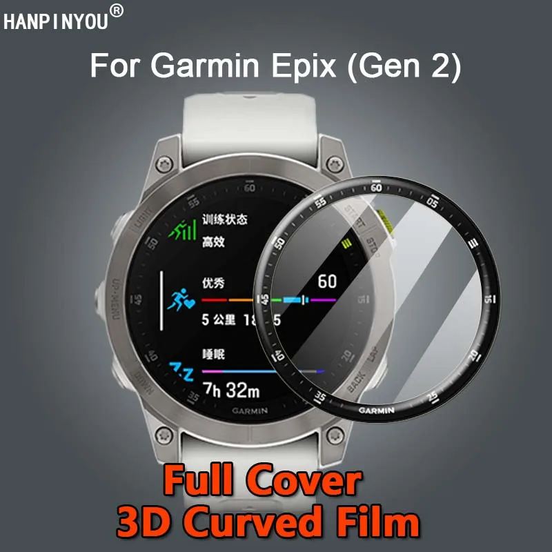 For Garmin Epix Gen 2 Smart Watch Ultra Clear Full Cover 3D Curved Plating Soft PMMA Film Screen Protector -Not Tempered Glass