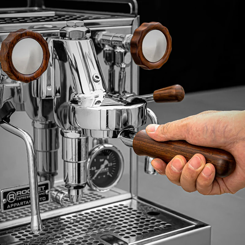Espresso Steel Coffee Machine Handle Solid Wood Coffee Machine Modification Accessories 2 Big Knobs and Brewing Lever Knob