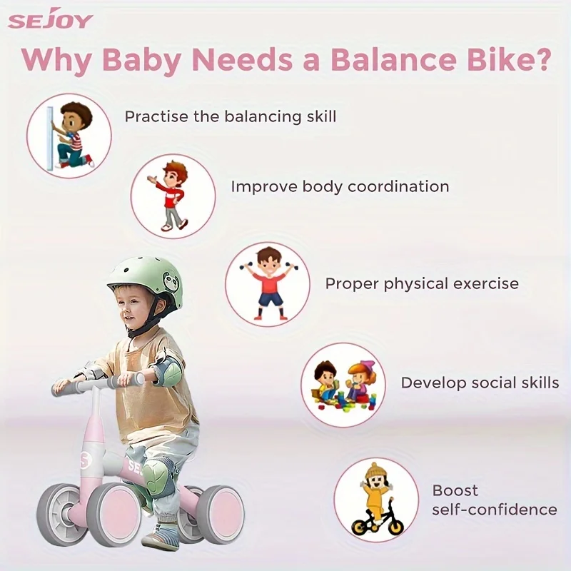 Sejoy Baby Balance Bike Игрушка в подарок для мальчиков и девочек 1-5 лет Игрушка для малышей Лучший подарок на день рождения для малышей Рождественский подарок