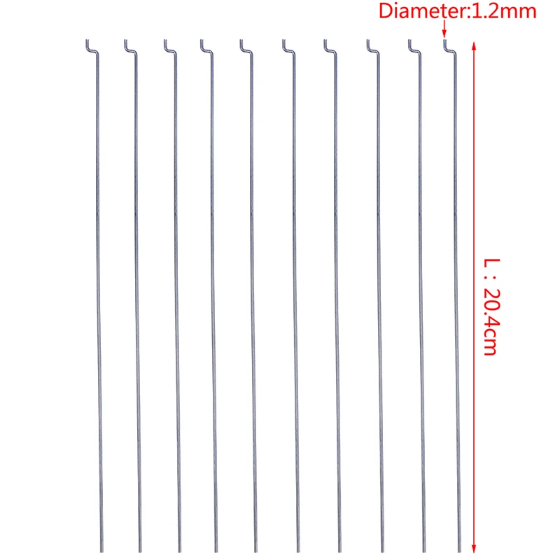 10Pcs Z-type Steering Gear Lever Diameter 1.2mm Length 20cm Stainless Steel Pull Rod Servo Lever for RC Airplane part