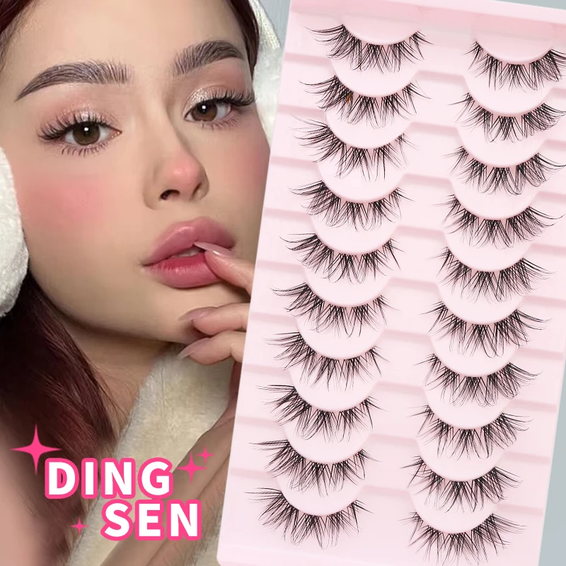 DINGSEN cils oeil de chat 10 paires faux cils cils naturels Anime ailé bande claire cils faux cils Manga cils maquillage