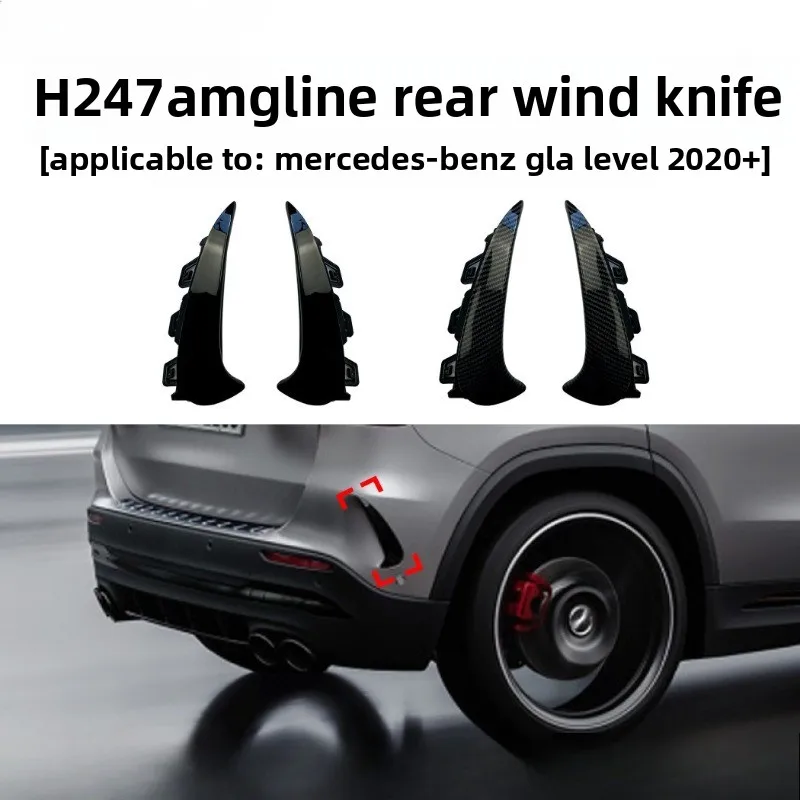

2PC for Mercedes Benz GLA35 200 260 H247 Amg 2020+ Hatchback Rear Bumper Trim Lip Spoiler Stickers Fender Canards Black