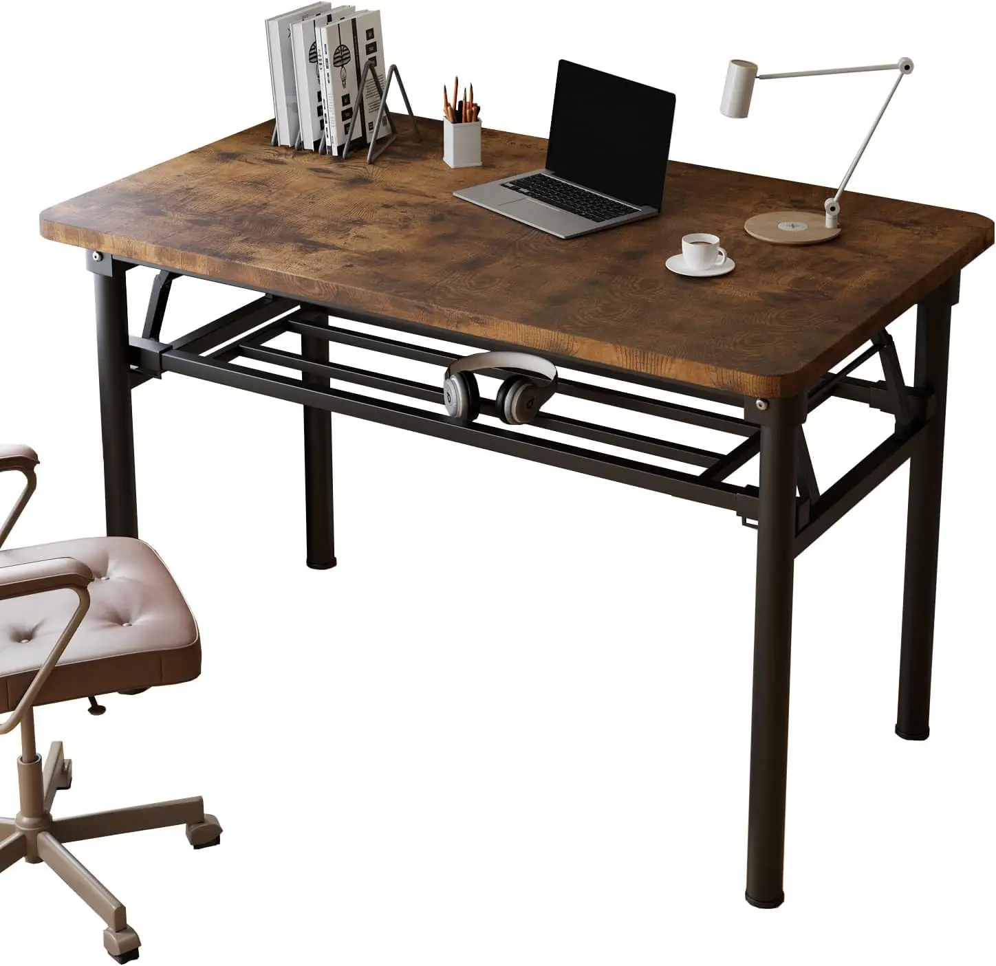 

39.4" Foldable Desk Space Saving Computer Table Compact No Assembly Home Office Dorm Customized