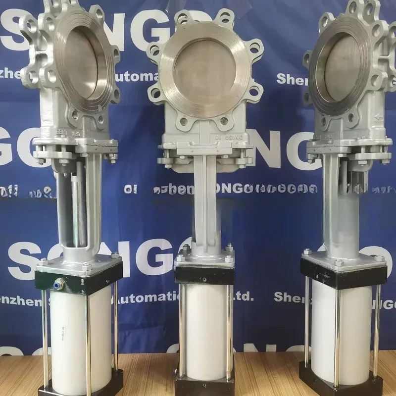 Hot Sales100mm Pneumatic Slurry Knife Gate Valves Non-rising Stem