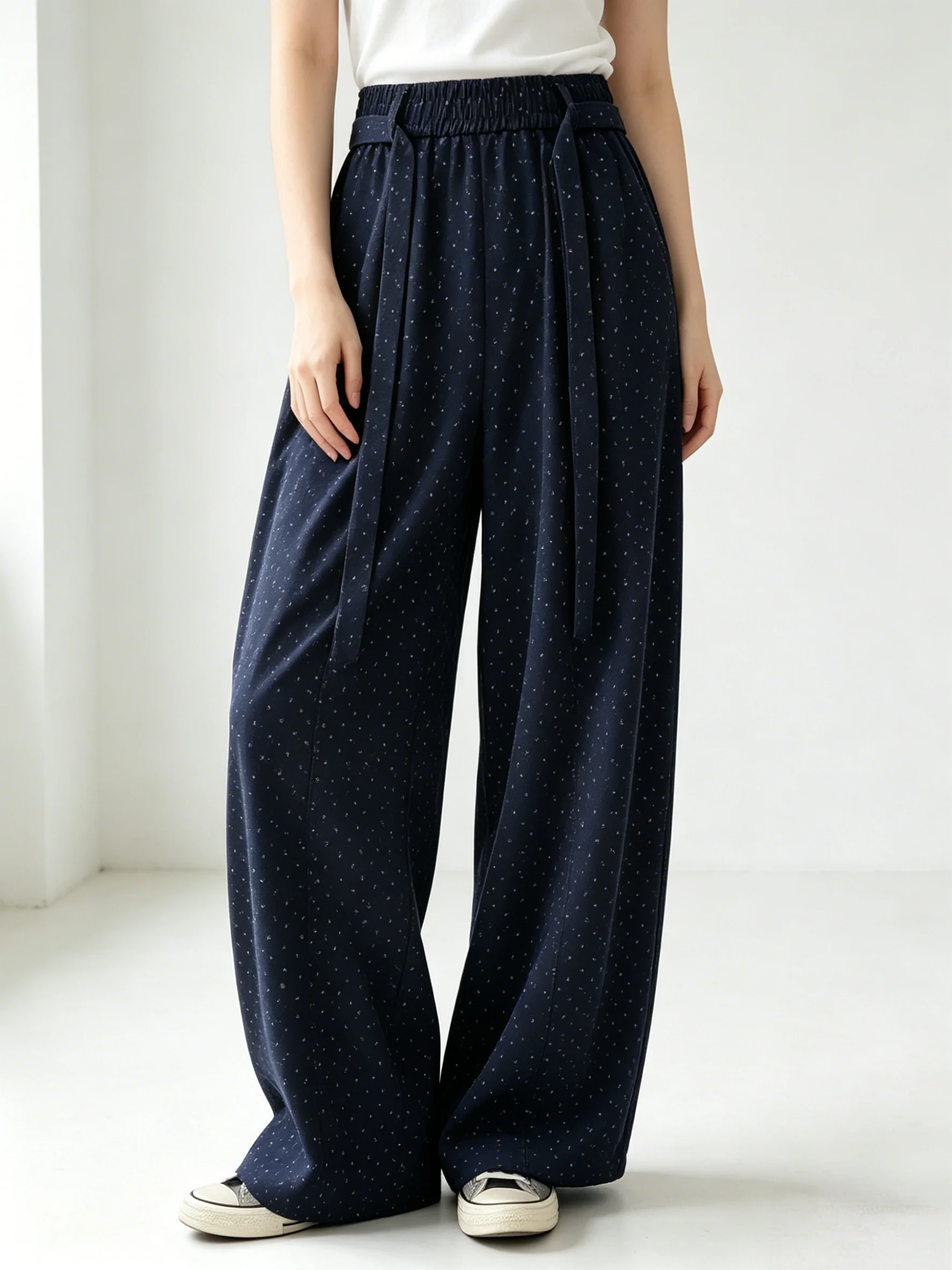 

Floral Wide Leg Pants High Waist Casual Loose Slimming Summer Leisure Trousers Women's Skin-friendly Elastic Comfortable