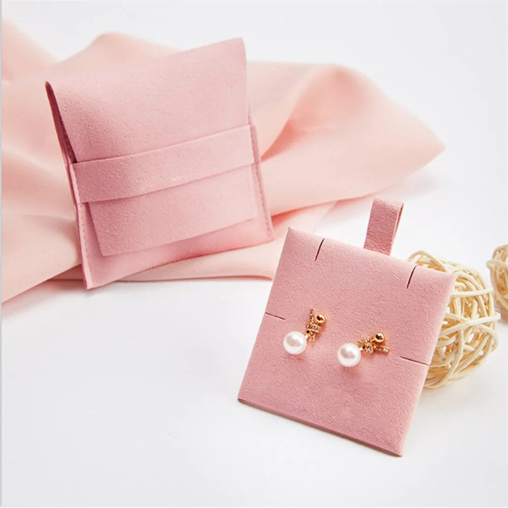 

8x8 CM Jewelry Pouch with Insert Pad 20 Sets Luxury Microfiber Jewelry Package Gift Bag for Necklace Rings Earrings