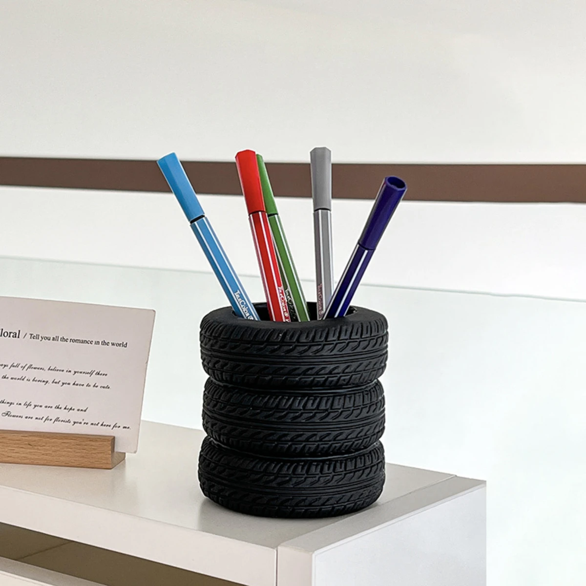 Tire shaped office supplies desktop multifunctional storage pen holder makeup brush holder decoration ornaments