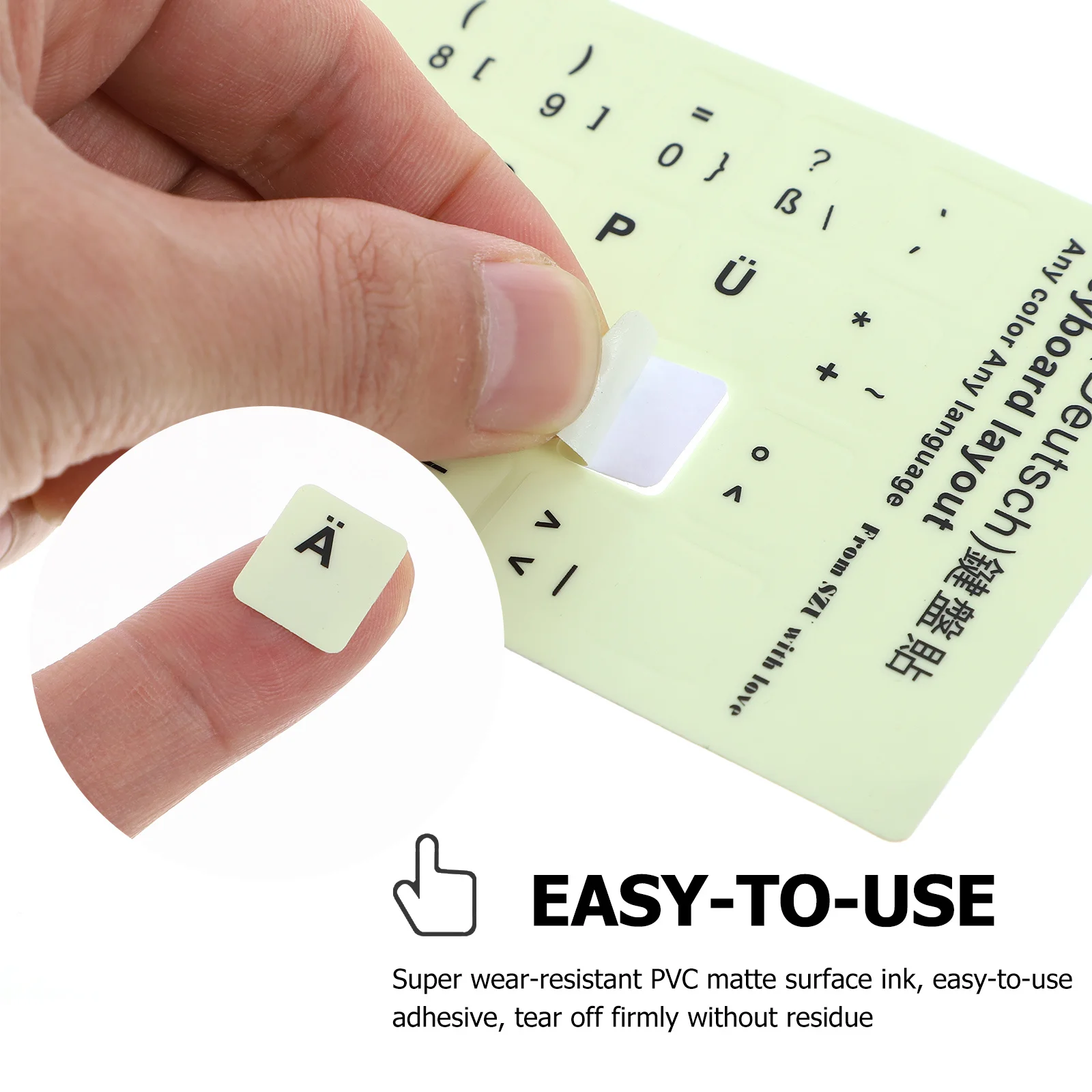 Adesivo per tastiera Night Glow 1.3X1.1Cm Decalcomania con lettera fluorescente per computer desktop portatile Superficie opaca resistente all'usura