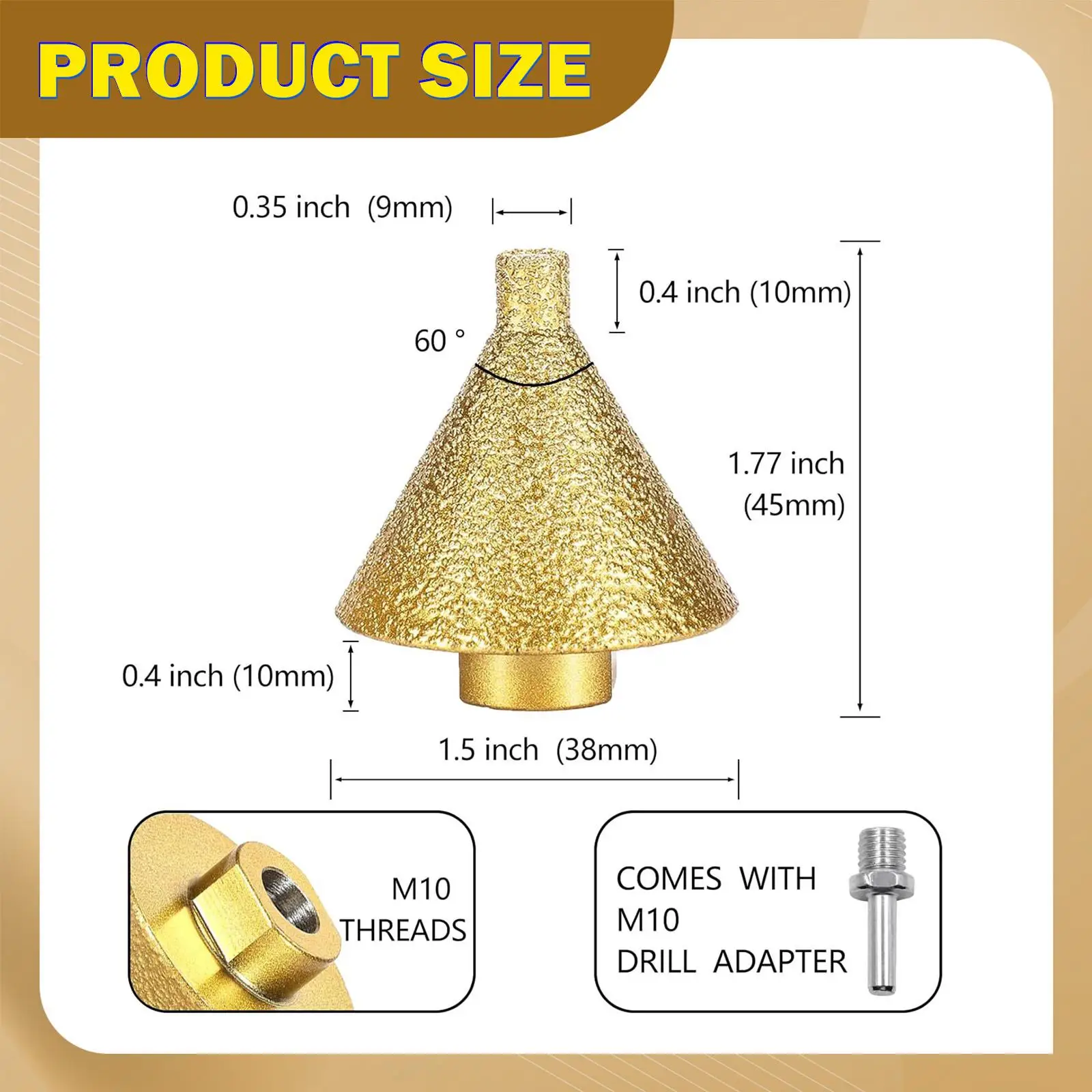 Diamond Bevel Enlarge Hole Polishing Bit 38mm Drill for Granite Marble Ceramic Porcelain Tile Chamfering
