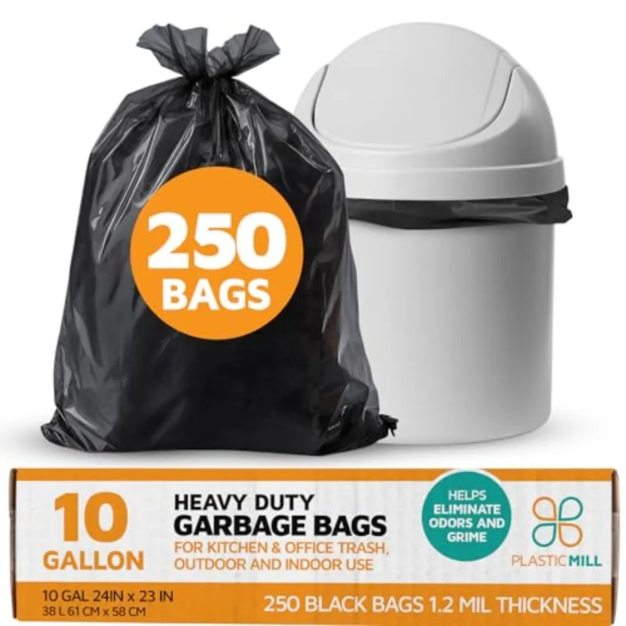 

Heavy Duty Trash Bags - Black Garbage Bags - Plastic Trash Bags - Kitchen Bathroom Office Garbage Bags Trash Can Liners - 7-10