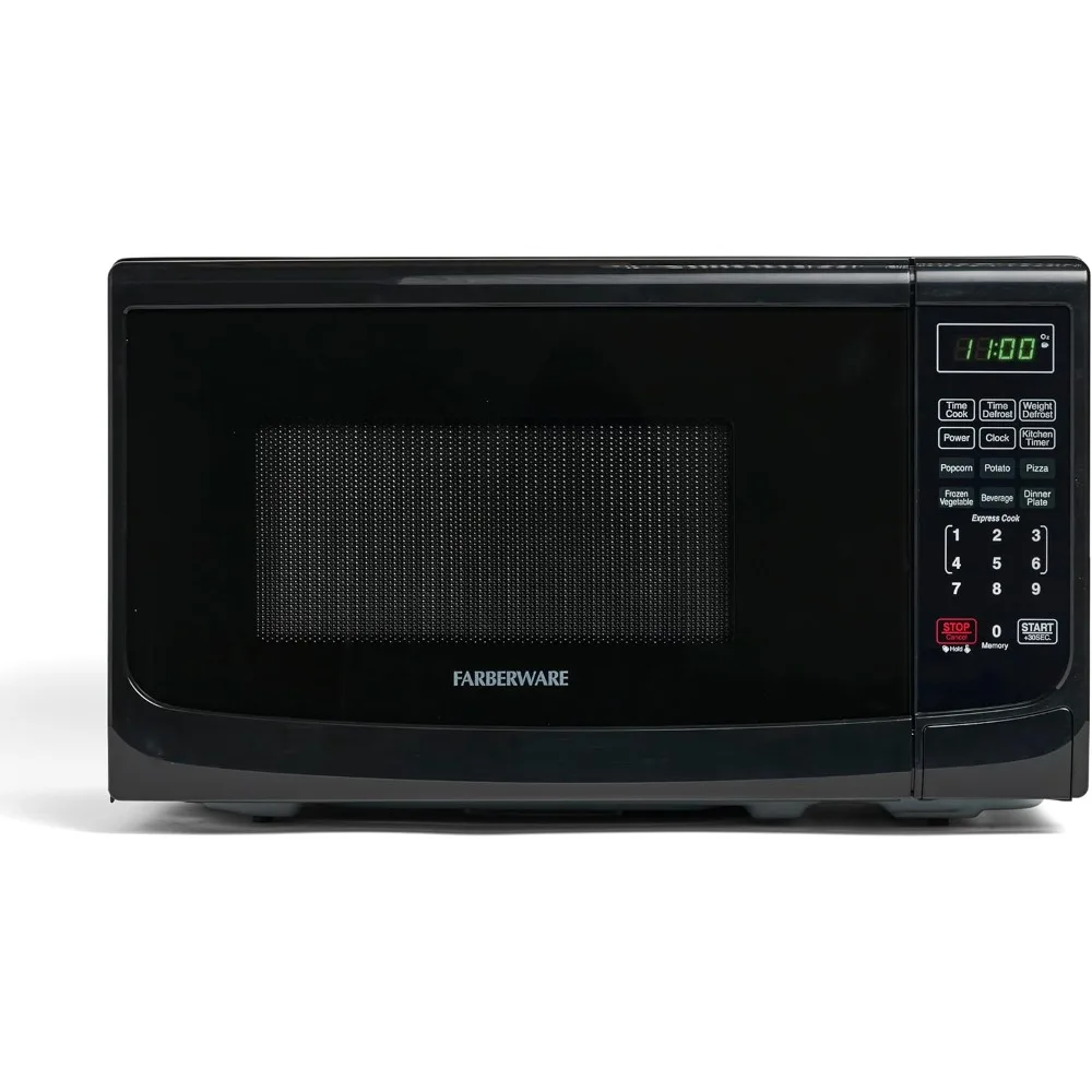 Forno microondas, 0,7 cu. Ft Forno de microondas com iluminação led e bloqueio infantil, interior fácil de limpar, cinza