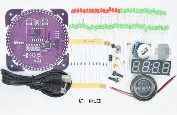 Obrotowy DS1302 cyfrowy Alarm moduł wyświetlacza LED elektroniczny zegar cyfrowy wyświetlacz temperatury LED DIY zestaw płytka edukacyjna 5V