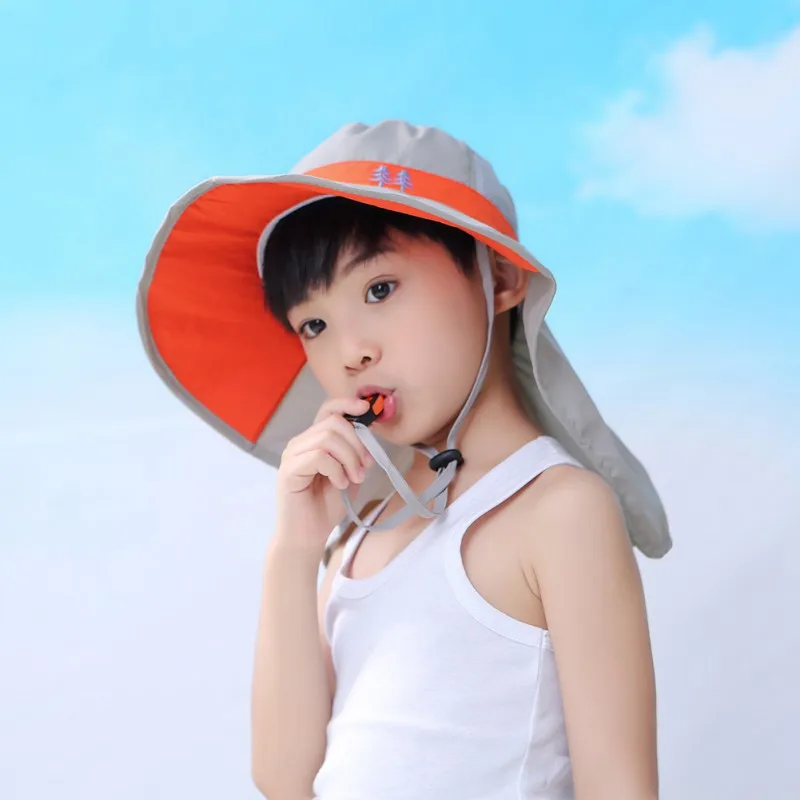 Summer Kids Sun Caps Children Bucket Cap For Girls Boys Outdoor Neck Ear Cover Kids Beach Caps Outdoor Protection Hats 4-8 Years