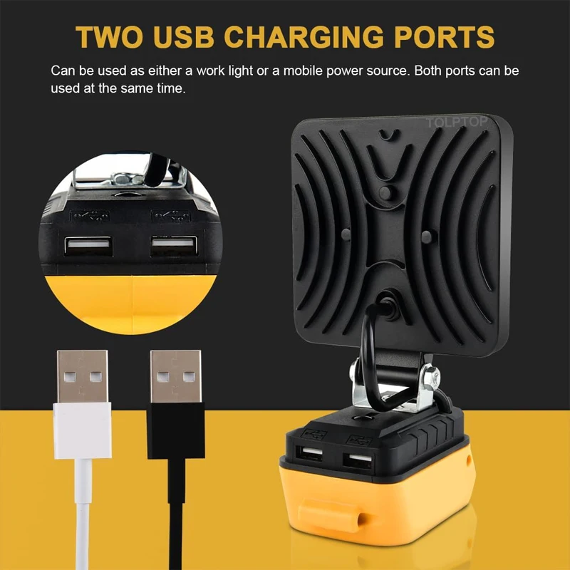 Imagem -03 - Cordless Led Luzes de Trabalho para Dewalt Iluminação Exterior Lâmpada de Trabalho Camping Emergência Luz de Inundação Lanterna Lithium Battery 18v 20v