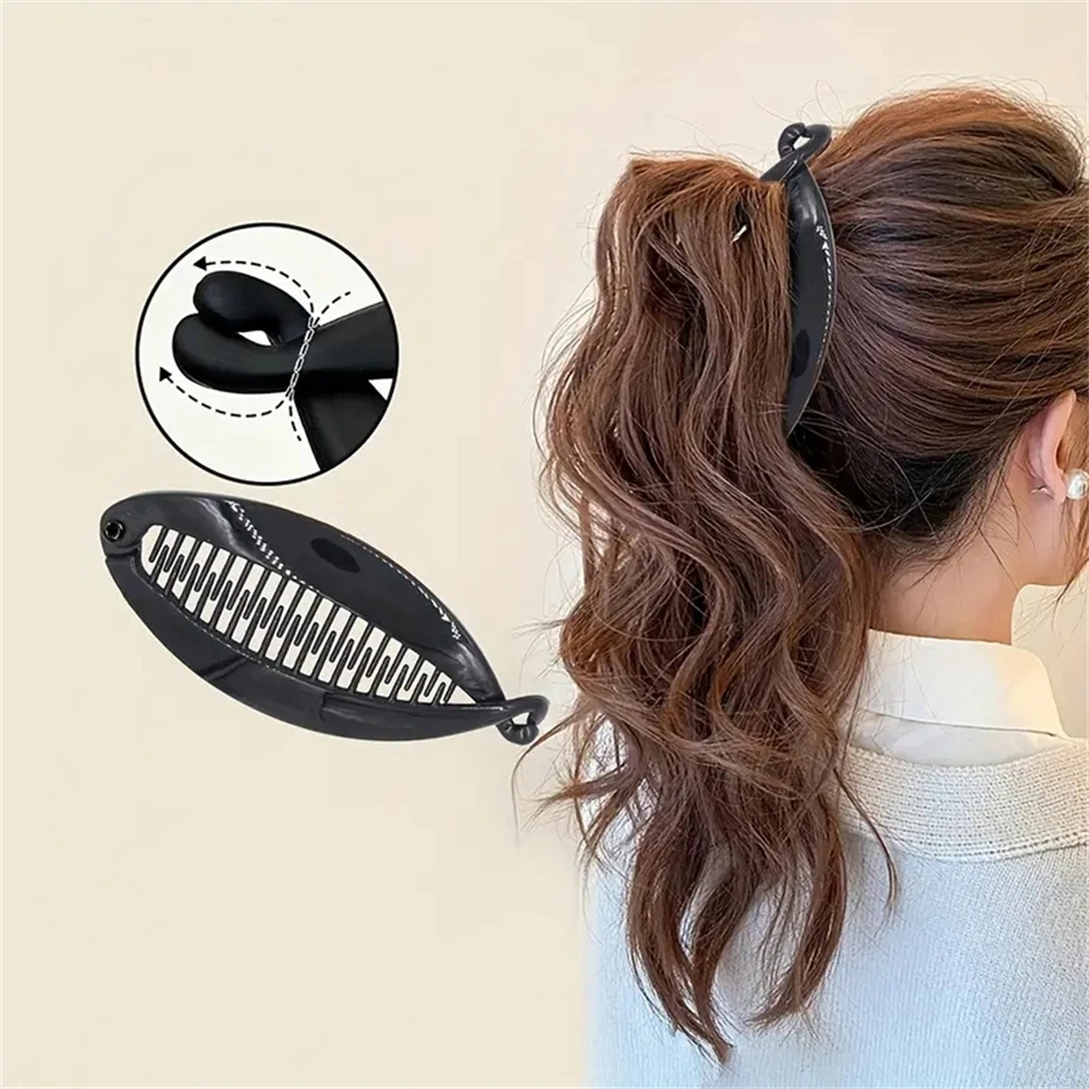 3pcs/set Fish Shape Hair Claws Clips Ponytail Holder for Women Girls Banana Clips Crabs Black Hair Styling Accessories