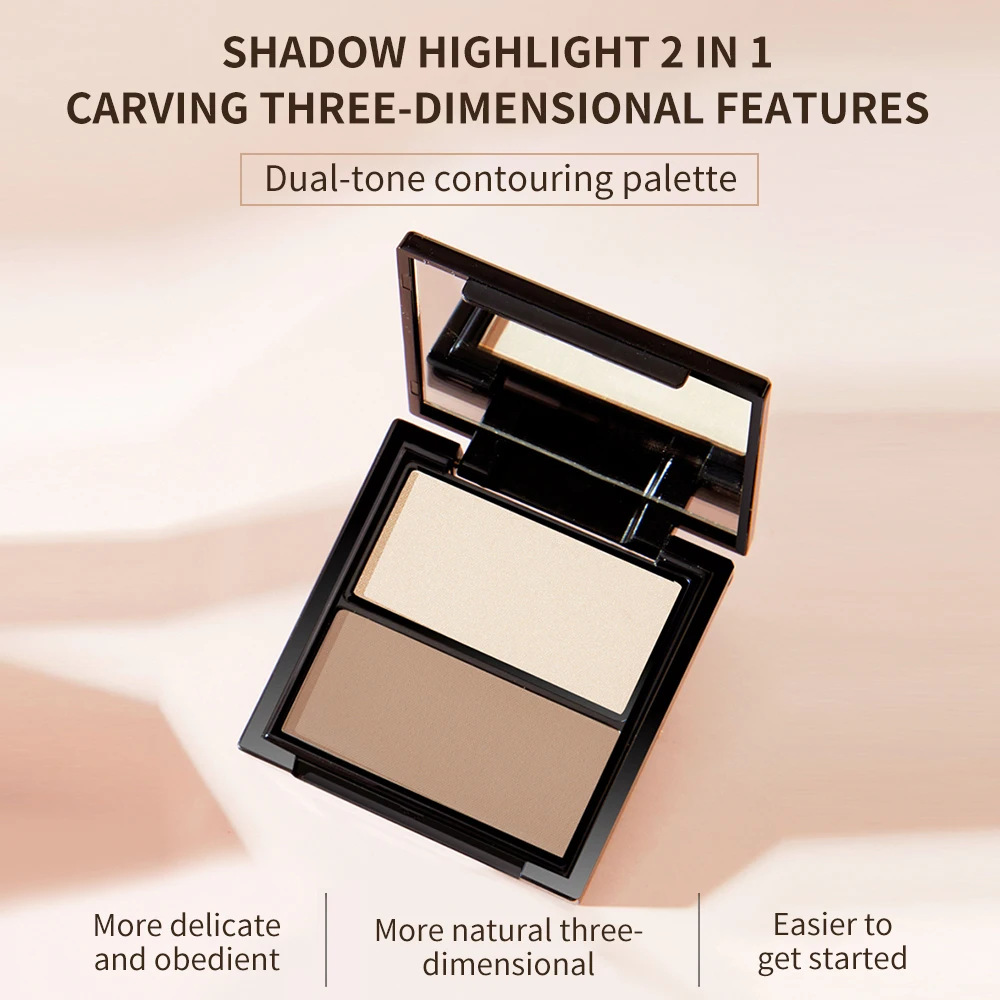 Highlighter Bronzer Palette - NOVO 3D Sculpting Dual-Color Contouring Palette: