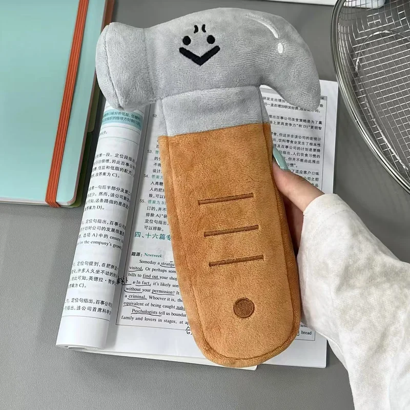 Fun Plush Hammer Shaped Pen Bag Large Capacity Zipper Pencil Case Portable Stationery Storage Pouch for Teen Students