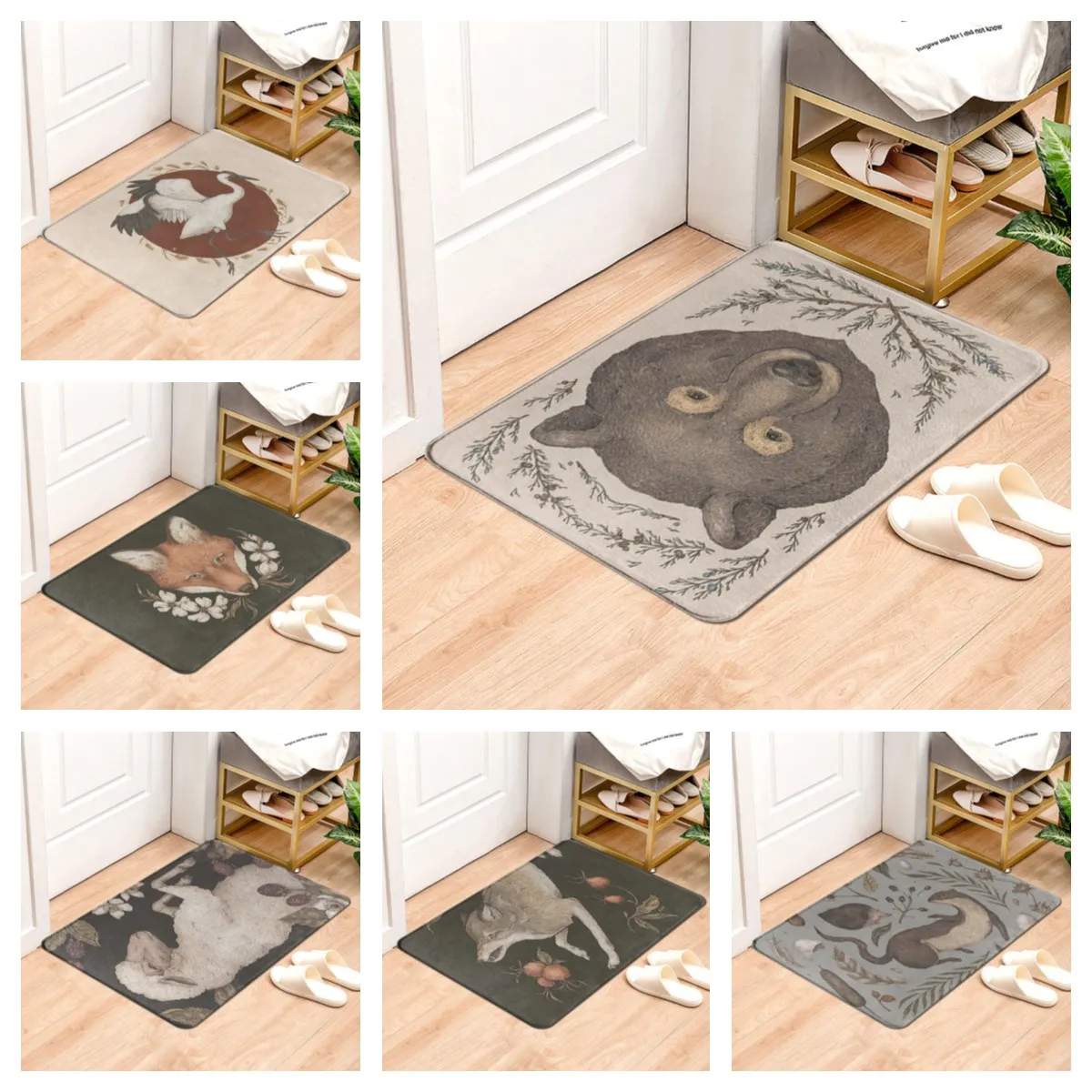 Doormat for Hallway Decor Lovely Animal Wild Fox Floor Door Mat for Children Room Non-Slip Super Soft Entrance door mat