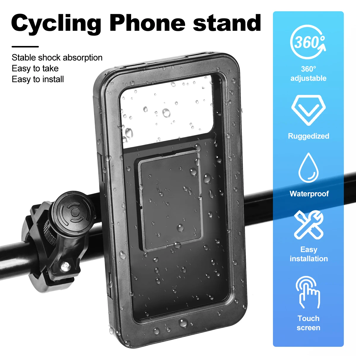 Waterproof Cycling Phone Holder Support Universal Bicycle GPS 360° Swivel Adjustable Motorcycle Cellphone Holder