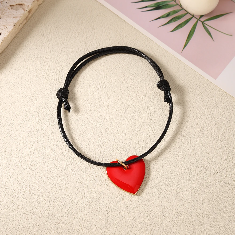 Aihua Niedliches Handgefertigtes Liebesherz-Armband Schwarzes Seil Verstellbares Handarmband für Mädchen Frauen Buntes Herz-Schmuck Geschenke – Detail 8