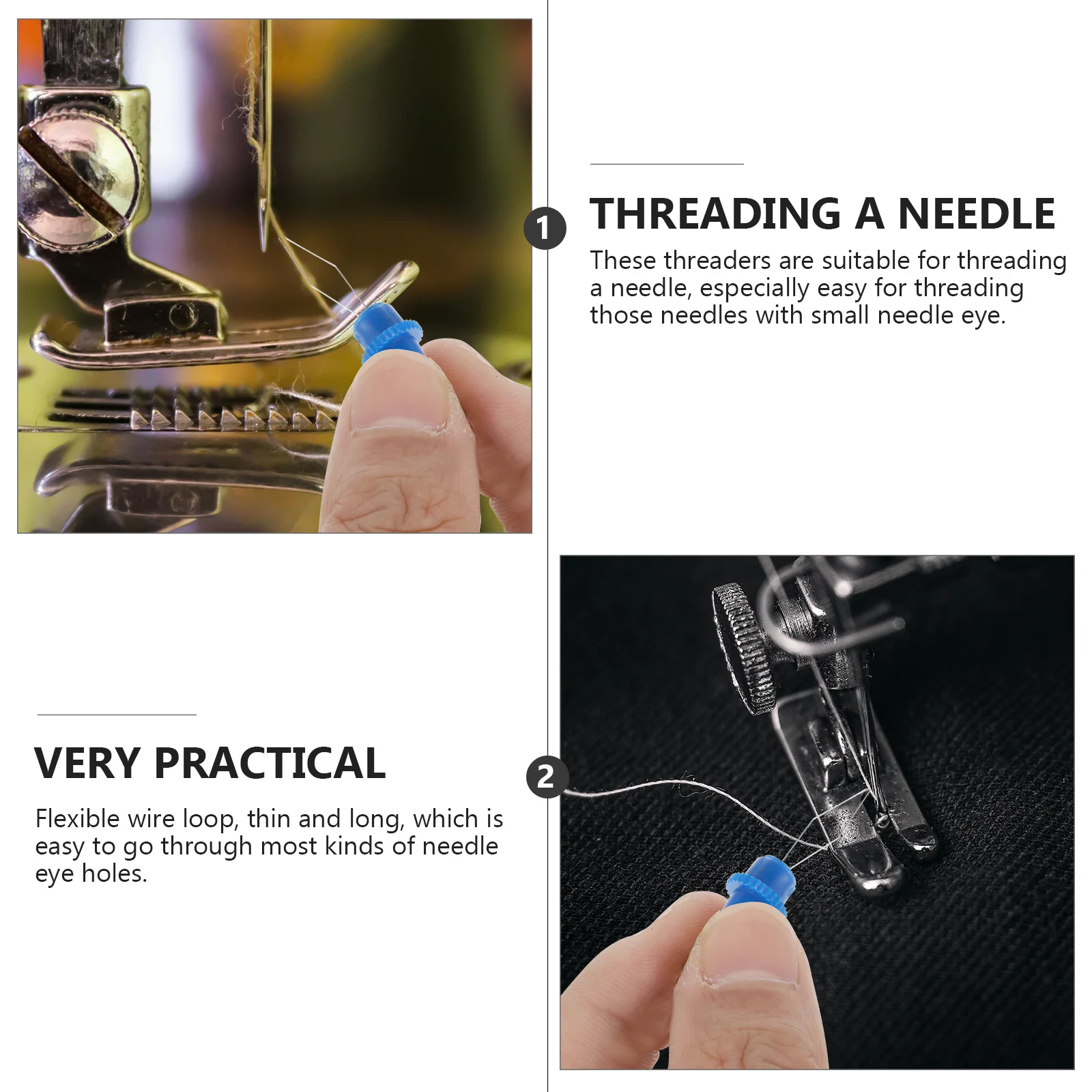 

10Pcs Wire Loop Needle Threader Thin Long Flexible for Sewing Embroidery Craft Projects with Magnifying Glass Easy for Small Eye