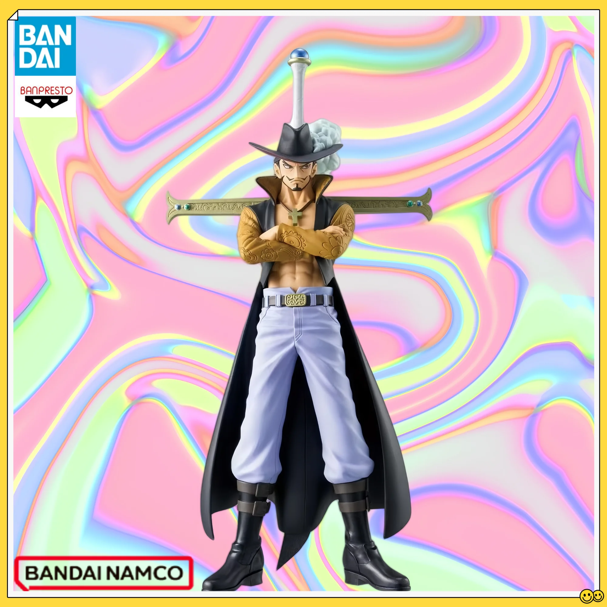 

Bandai Banpresto One Piece Dracule Mihawk Figure 17cm Grandline Series Standing Model Boy's Gift in Stock