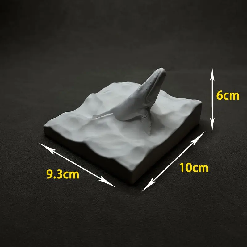 Art Gypsum Whale Figurine Sculpture Tabletop Bookshelf Decor Ornament Commercial Display Prop Holiday Gift Diffuser Stone