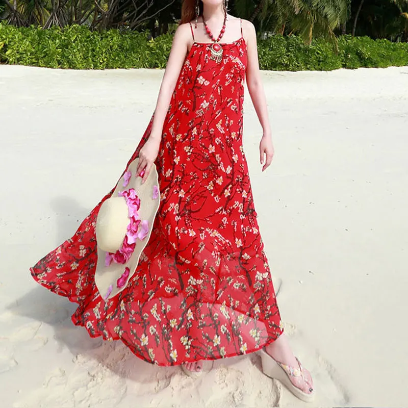 Vestido Largo Boho Floral Gasa - usage example